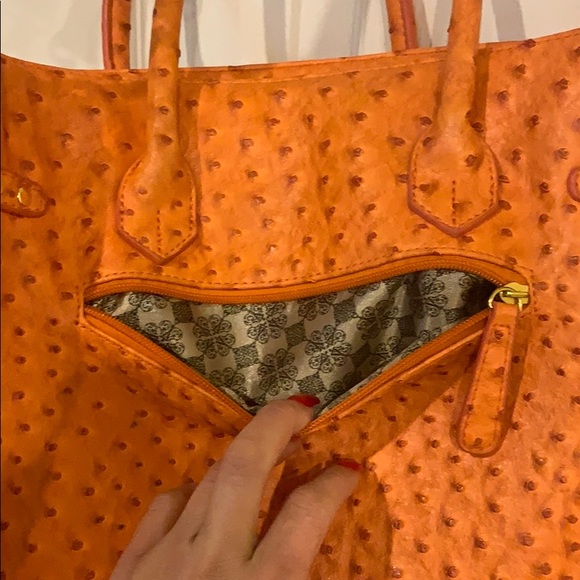 EUC Large Crocodile Print Orange Tote/Cross Body. - Picture 4 of 7